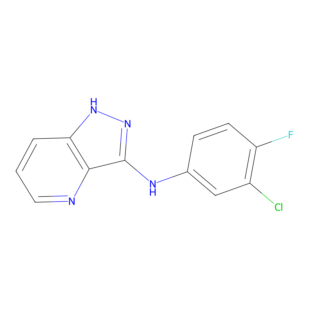N-(3-chloro-4-fluorophenyl)-1H-pyrazolo(4,3-b)pyridin-3-amine molecular structure, CAS 1330624-42-4