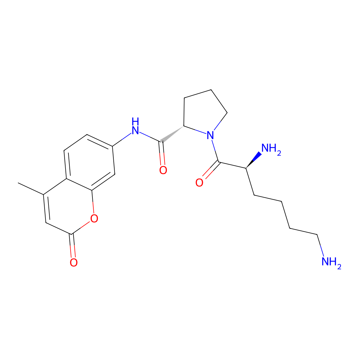 (2S)-1-[(2S)-2,6-diaminohexanoyl]-N-(4-methyl-2-oxochromen-7-yl)pyrrolidine-2-carboxamide molecular structure, CAS 133066-53-2