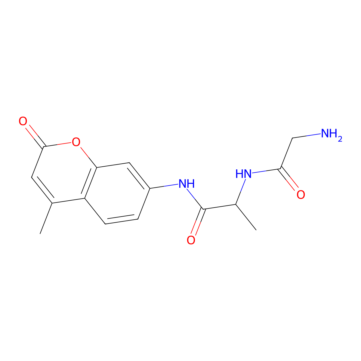 (2S)-2-[(2-aminoacetyl)amino]-N-(4-methyl-2-oxochromen-7-yl)propanamide molecular structure, CAS 133066-55-4