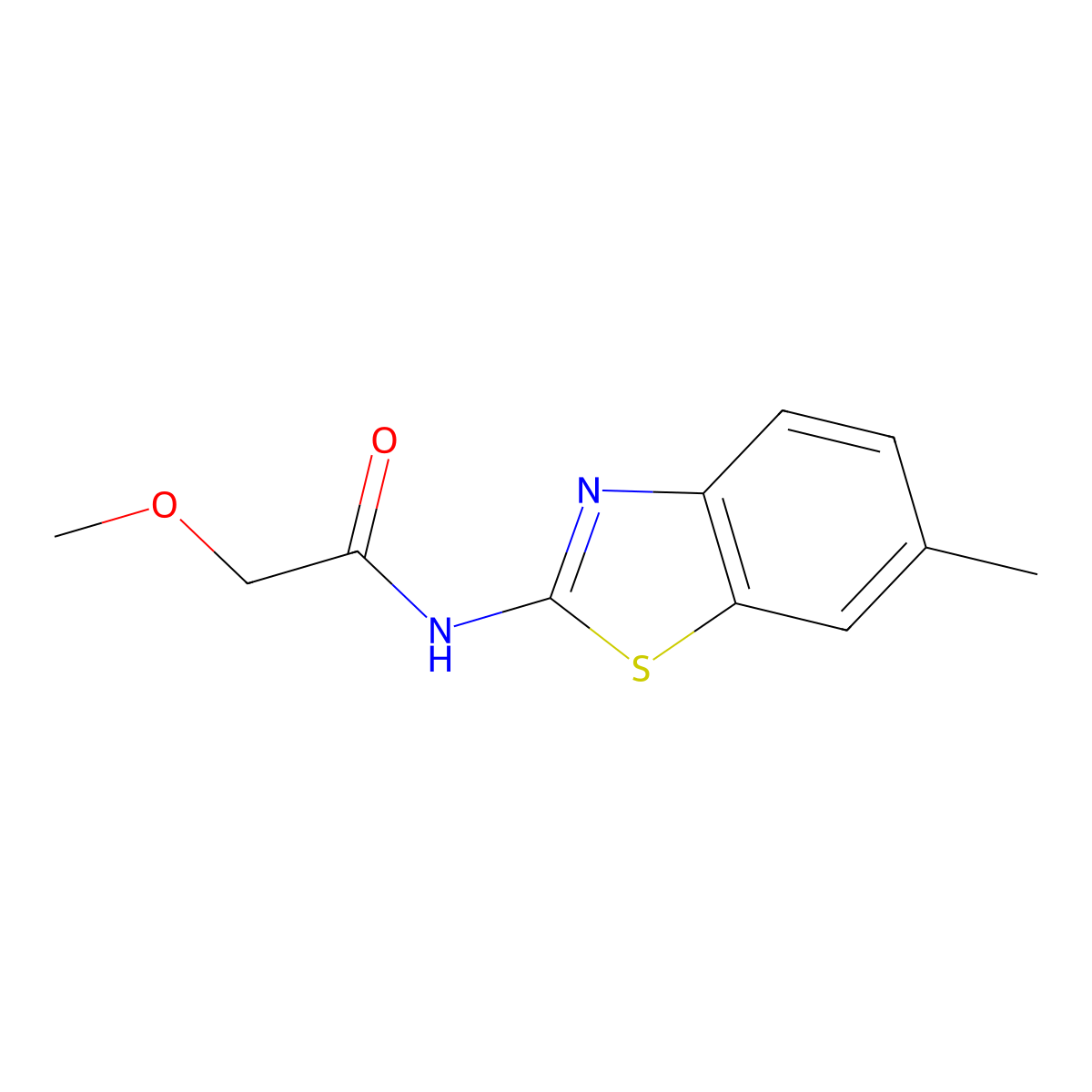 2-methoxy-N-(6-methyl-1,3-benzothiazol-2-yl)acetamide molecular structure, CAS 133068-39-0