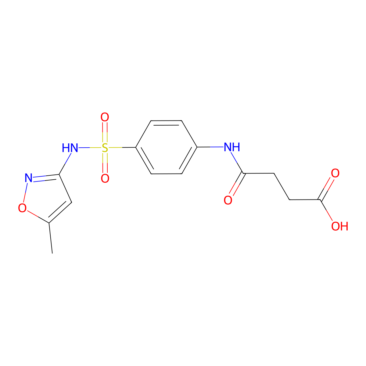 3-({4-[(5-Methyl-1,2-oxazol-3-yl)sulfamoyl]phenyl}carbamoyl)propanoic acid molecular structure, CAS 133071-57-5
