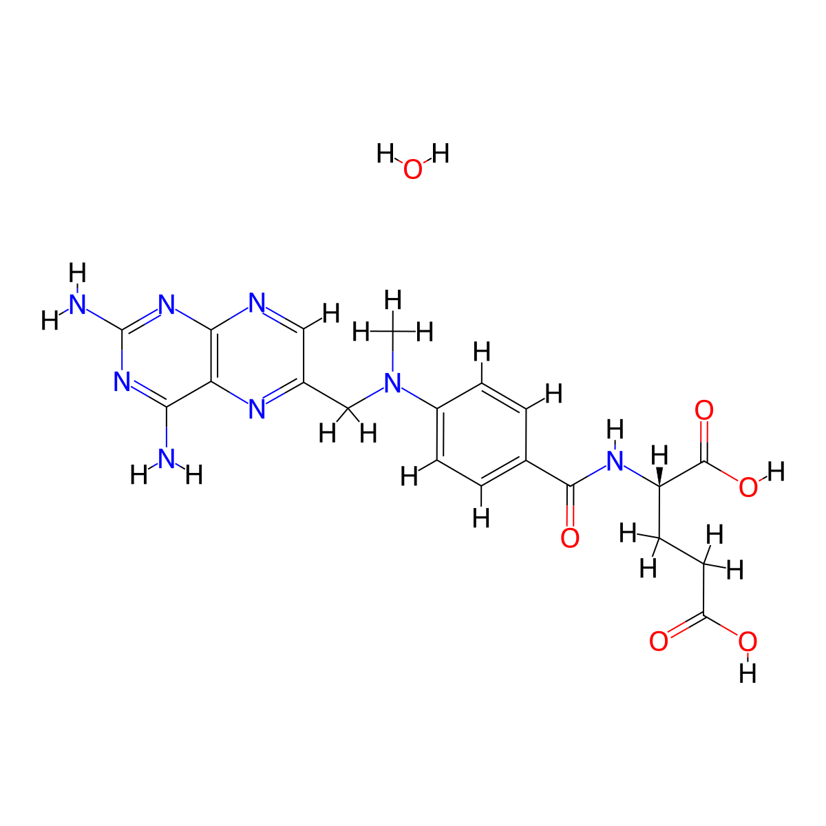 Methotrexate monohydrate molecular structure, CAS 133073-73-1