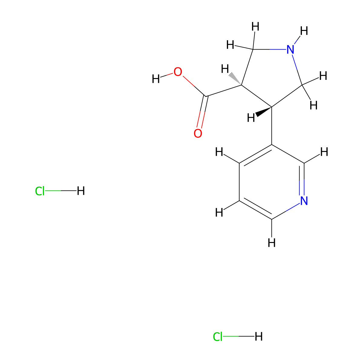 (3R,4S)-rel-4-(Pyridin-3-yl)pyrrolidine-3-carboxylic acid dihydrochloride molecular structure, CAS 1330750-18-9