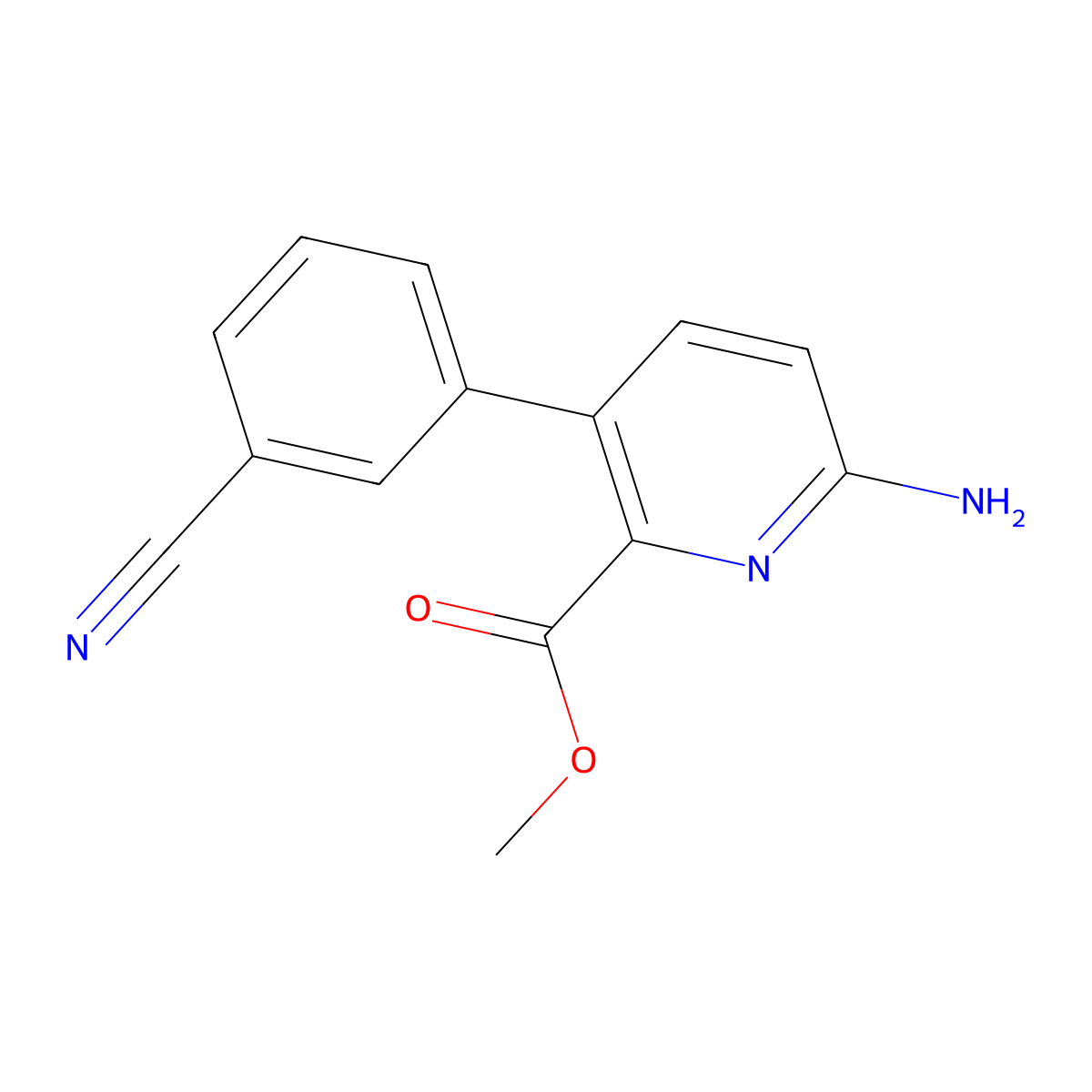 Methyl 6-amino-3-(3-cyanophenyl)pyridine-2-carboxylate molecular structure, CAS 1330750-20-3