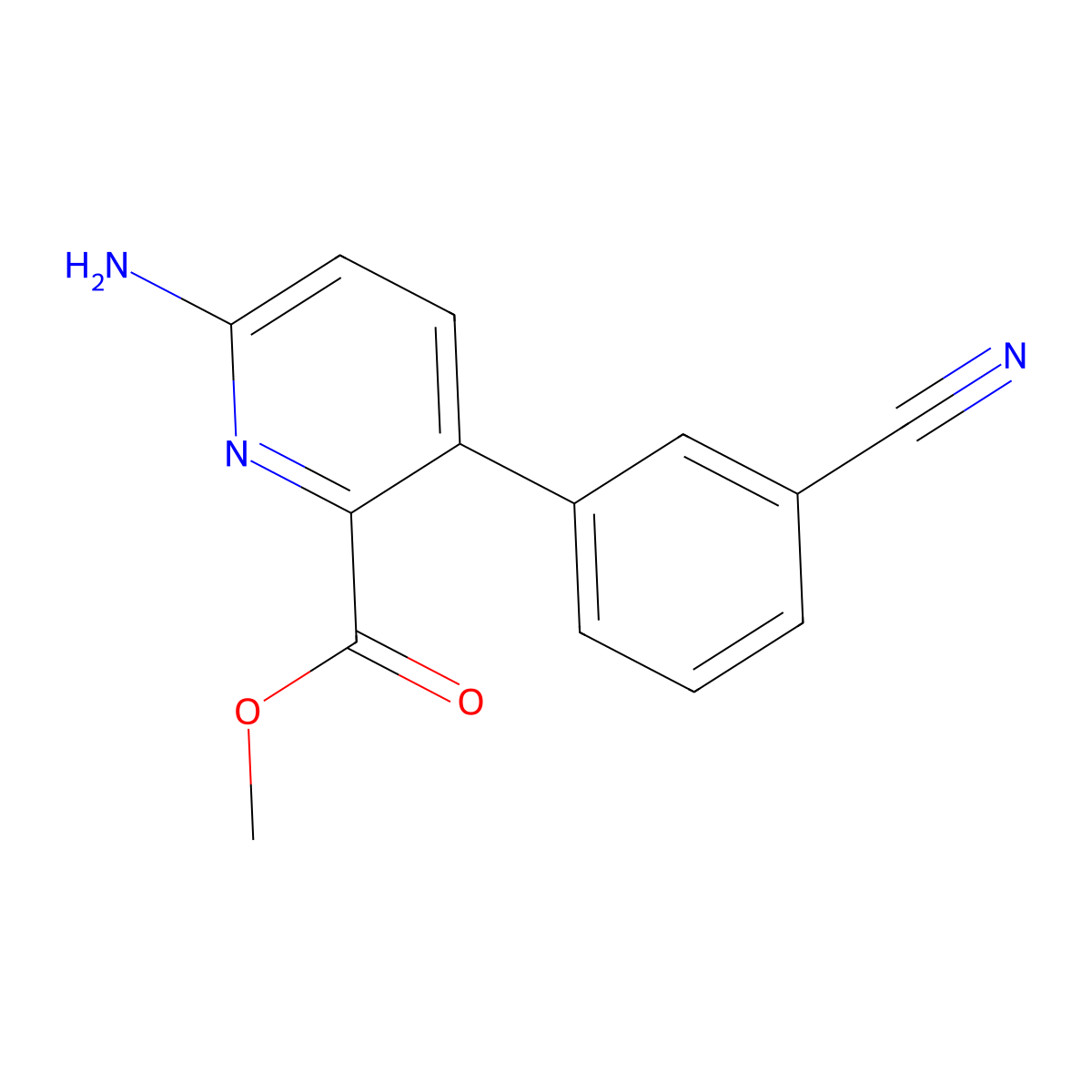 Methyl 6-amino-3-(3-cyanophenyl)pyridine-2-carboxylate molecular structure, CAS 1330750-20-3
