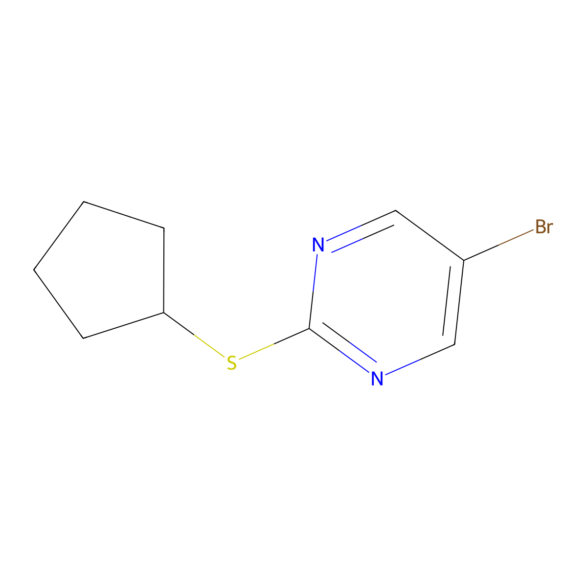 5-Bromo-2-(cyclopentylsulfanyl)pyrimidine molecular structure, CAS 1330750-21-4