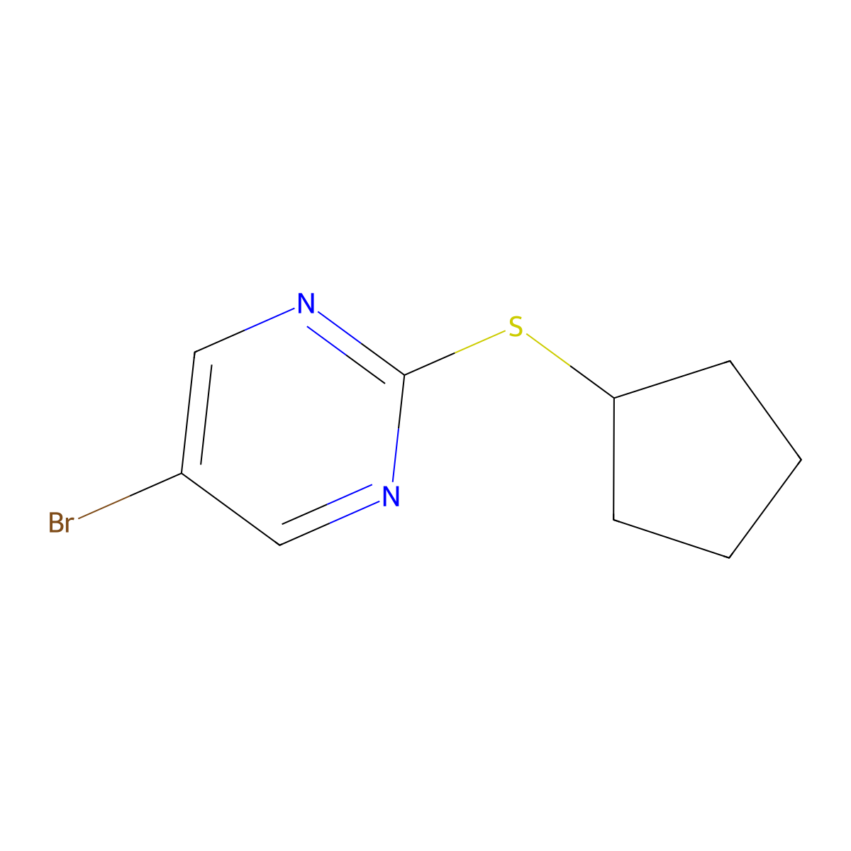 5-Bromo-2-(cyclopentylsulfanyl)pyrimidine molecular structure, CAS 1330750-21-4