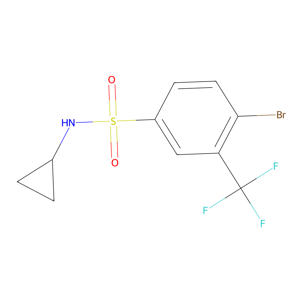4-Bromo-N-cyclopropyl-3-(trifluoromethyl)benzenesulfonamide molecular structure, CAS 1330750-34-9
