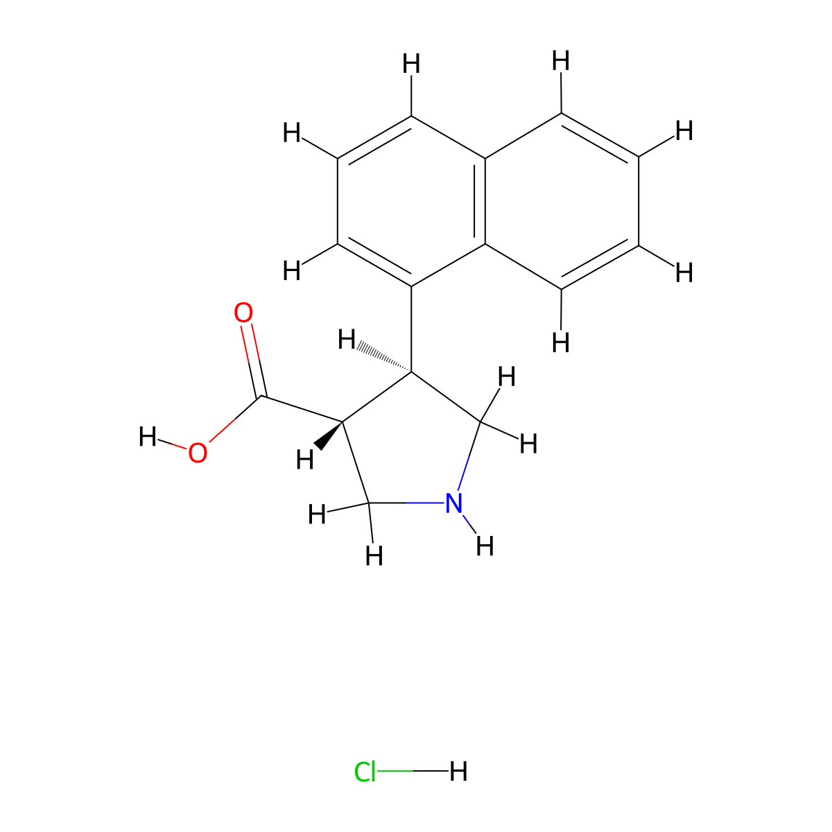 (3R,4S)-rel-4-(Naphthalen-1-yl)pyrrolidine-3-carboxylic acid hydrochloride molecular structure, CAS 1330750-42-9