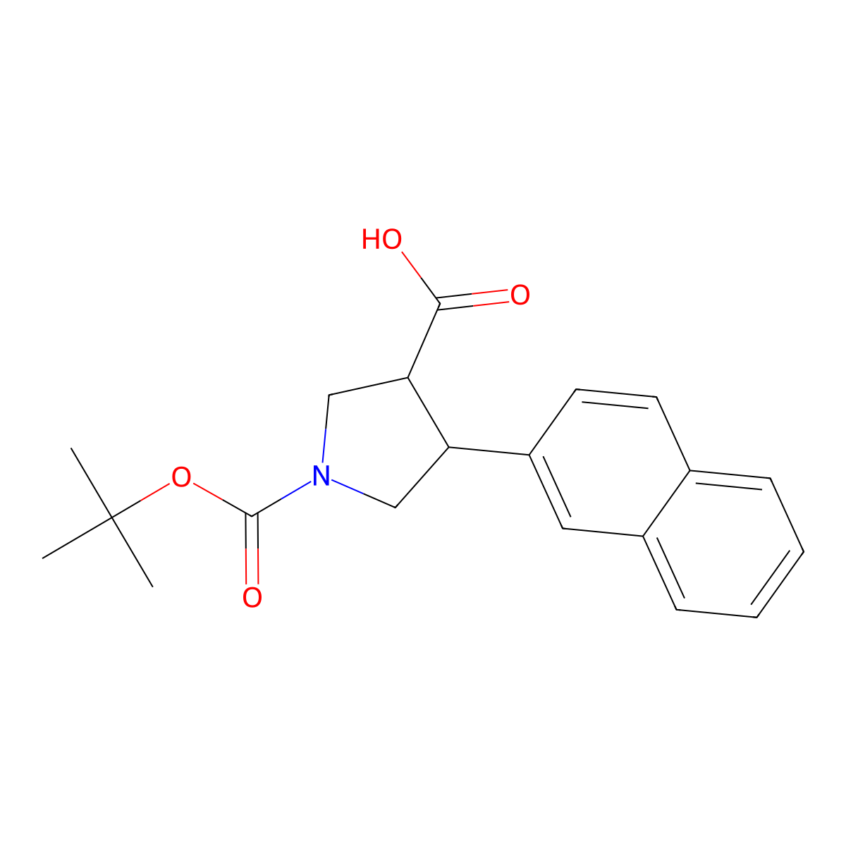 (3R,4S)-1-[(tert-butoxy)carbonyl]-4-(naphthalen-2-yl)pyrrolidine-3-carboxylic acid molecular structure, CAS 1330750-44-1