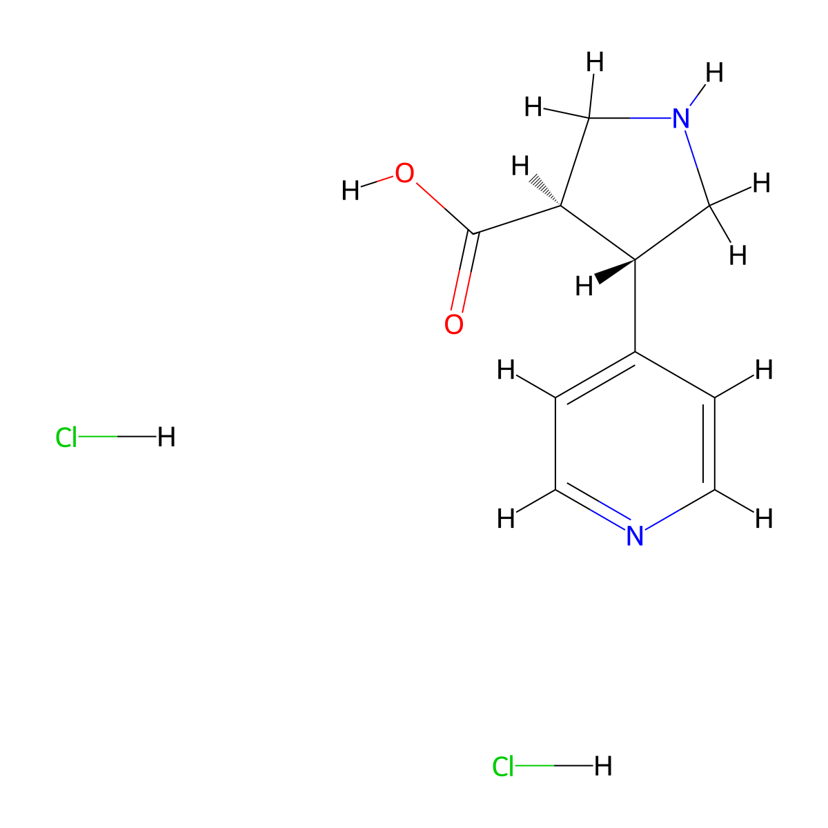 (3R,4S)-4-(pyridin-4-yl)pyrrolidine-3-carboxylic acid dihydrochloride molecular structure, CAS 1330750-47-4