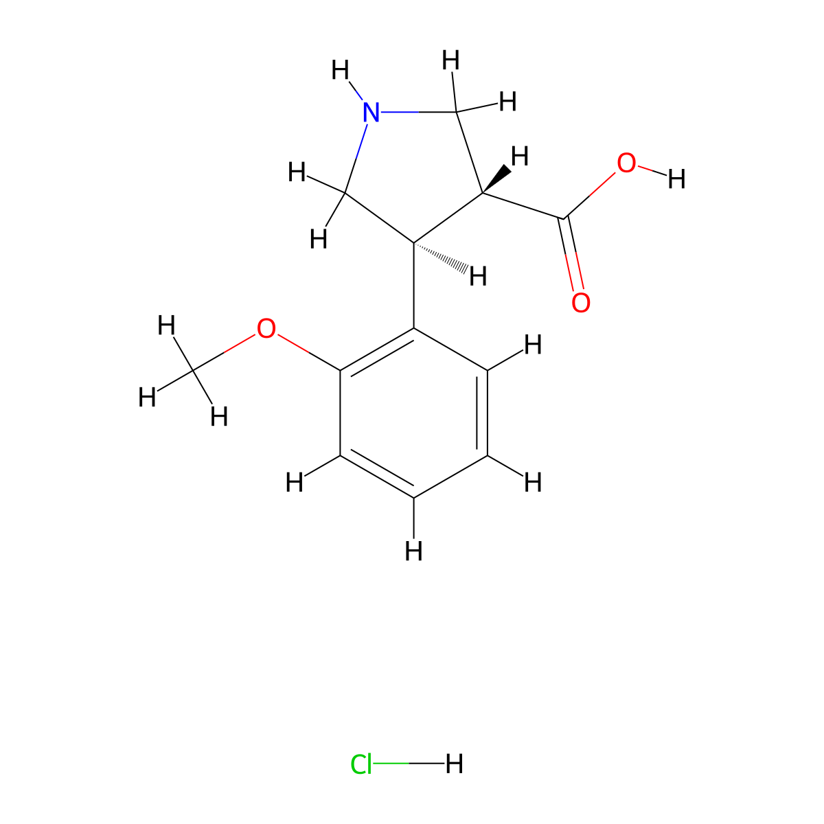 (+/-)-trans-4-(2-Methoxyphenyl)pyrrolidine-3-carboxylic acid hydrochloride molecular structure, CAS 1330750-51-0