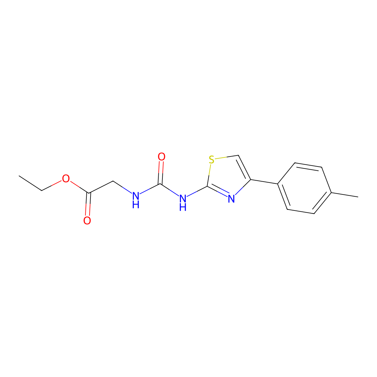 Ethyl 2-({[4-(4-methylphenyl)-1,3-thiazol-2-yl]carbamoyl}amino)acetate molecular structure, CAS 1330750-54-3