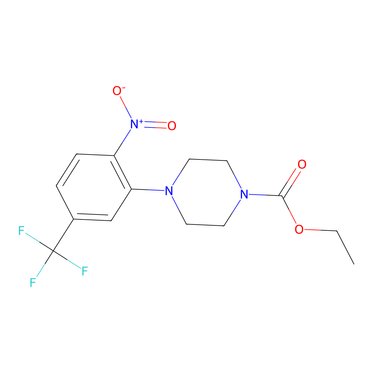 Ethyl 4-[2-nitro-5-(trifluoromethyl)phenyl]piperazine-1-carboxylate molecular structure, CAS 1330750-58-7