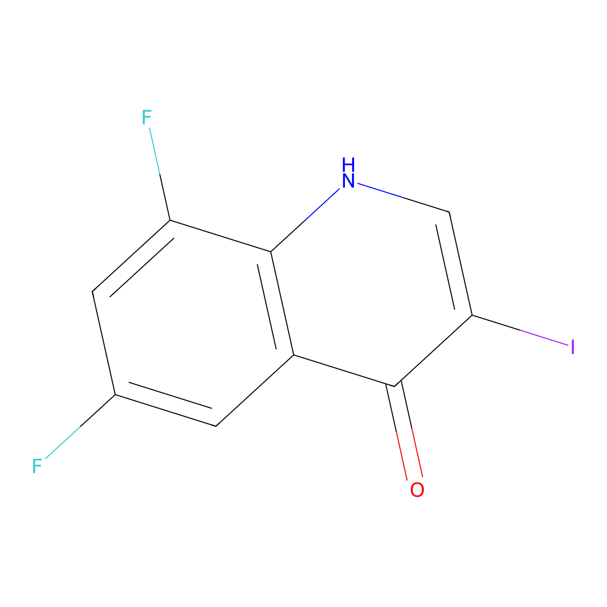 6,8-Difluoro-3-iodoquinolin-4(1H)-one molecular structure, CAS 1330750-76-9