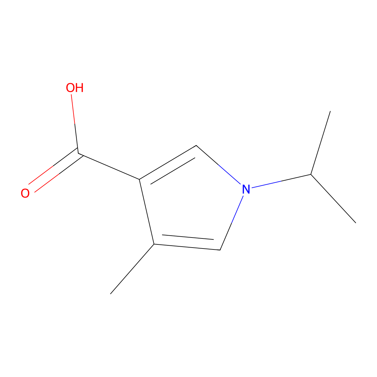 4-methyl-1-(propan-2-yl)-1H-pyrrole-3-carboxylic acid molecular structure, CAS 1330751-63-7