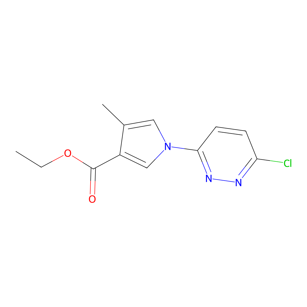 Ethyl 1-(6-chloropyridazin-3-yl)-4-methyl-1H-pyrrole-3-carboxylate molecular structure, CAS 1330752-24-3