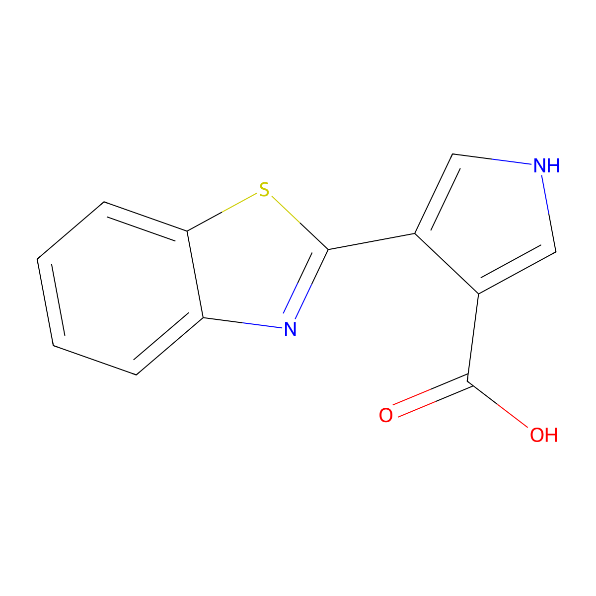 4-(Benzo[d]thiazol-2-yl)-1H-pyrrole-3-carboxylic acid molecular structure, CAS 1330752-84-5