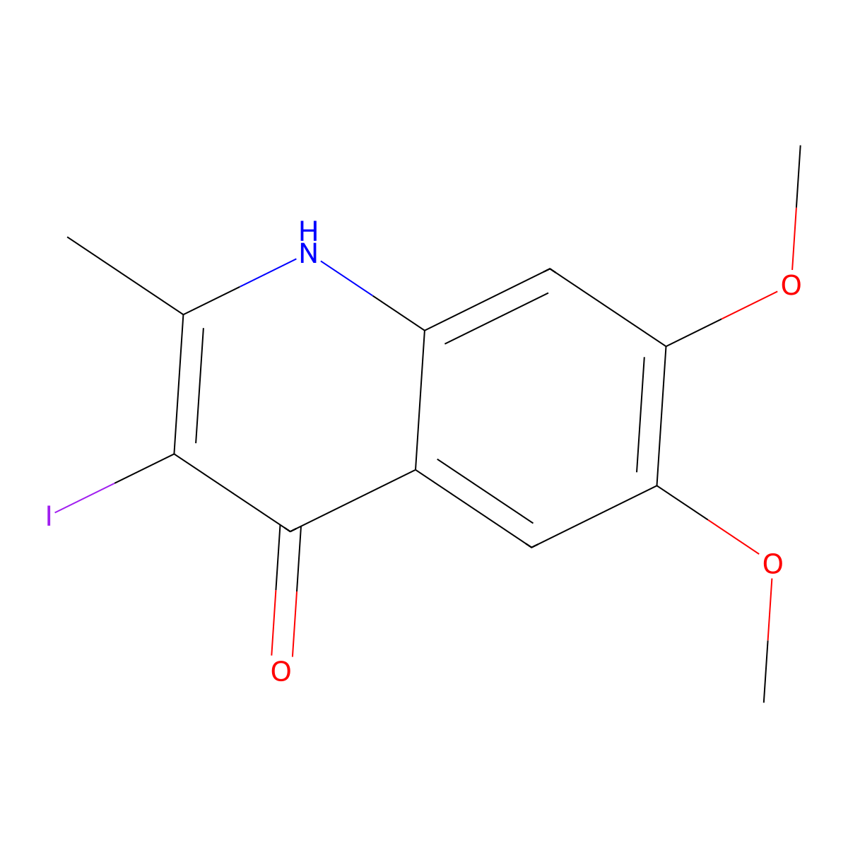 3-Iodo-6,7-dimethoxy-2-methylquinolin-4(1H)-one molecular structure, CAS 1330753-48-4