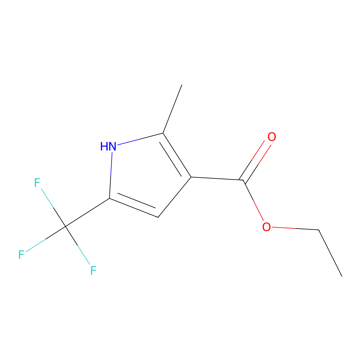 Ethyl 2-methyl-5-(trifluoromethyl)-1H-pyrrole-3-carboxylate molecular structure, CAS 1330753-60-0