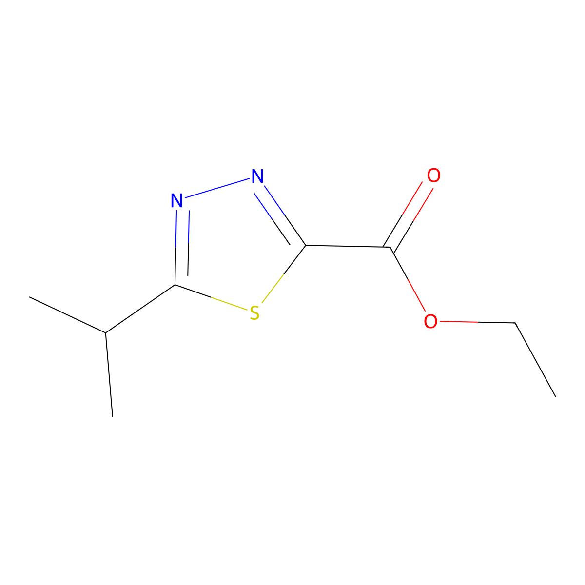 Ethyl 5-(propan-2-yl)-1,3,4-thiadiazole-2-carboxylate molecular structure, CAS 1330754-00-1