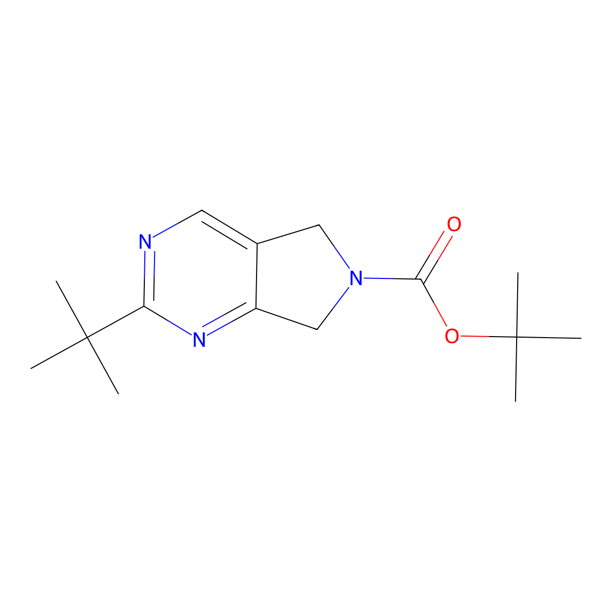2-Tert-butyl-5,7-dihydro-pyrrolo[3,4-d]pyrimidine-6-carboxylic acid tert-butyl ester molecular structure, CAS 1330754-01-2