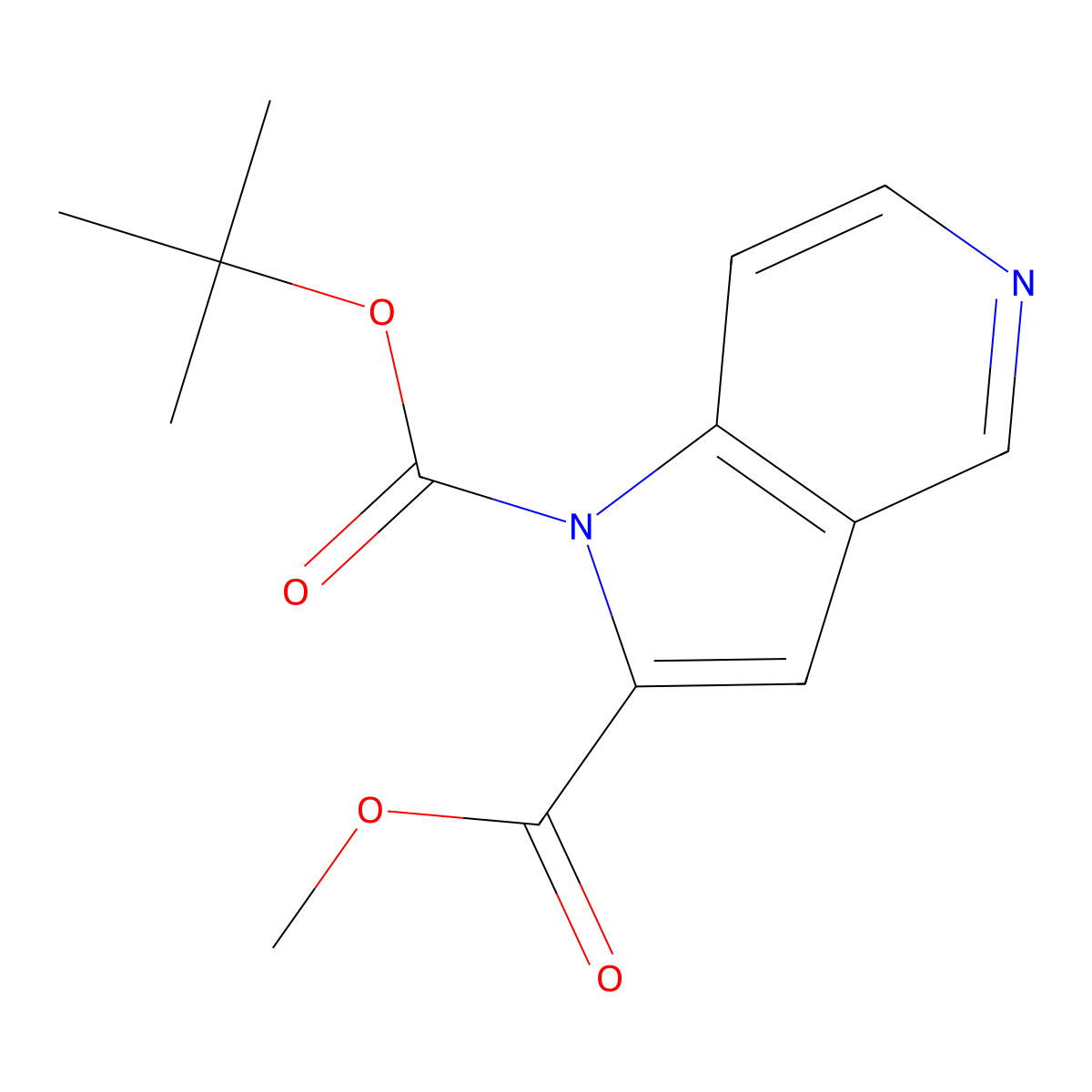 1-tert-Butyl 2-methyl 1H-pyrrolo[3,2-c]pyridine-1,2-dicarboxylate molecular structure, CAS 1330755-10-6