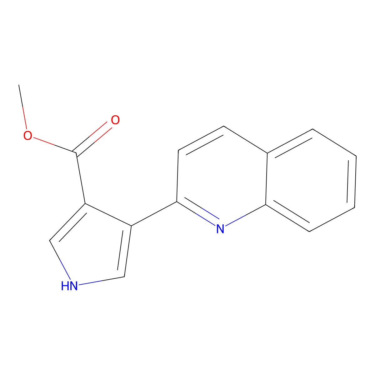 Methyl 4-(quinolin-2-yl)-1H-pyrrole-3-carboxylate molecular structure, CAS 1330755-32-2