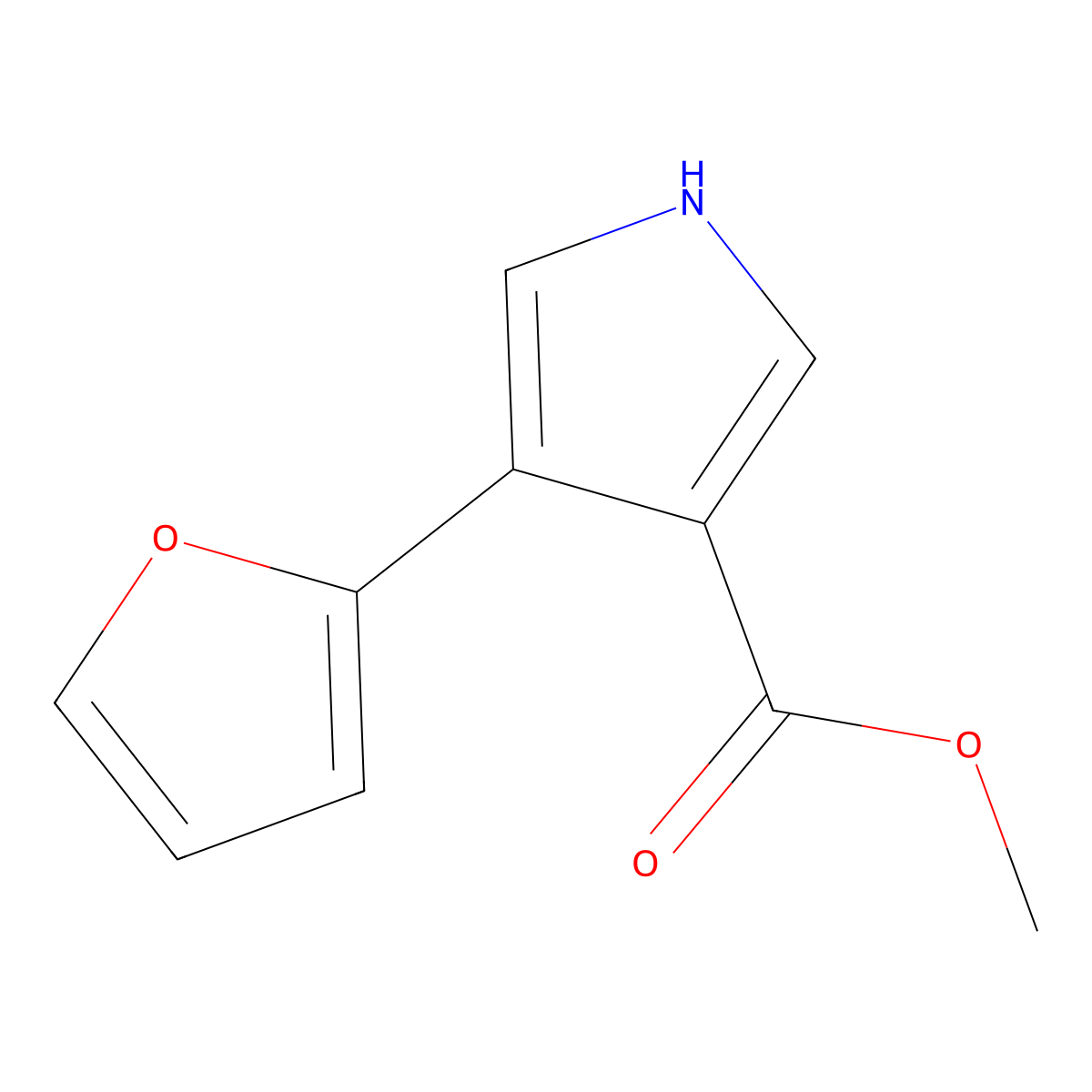 Methyl 4-(furan-2-yl)-1H-pyrrole-3-carboxylate molecular structure, CAS 1330755-34-4