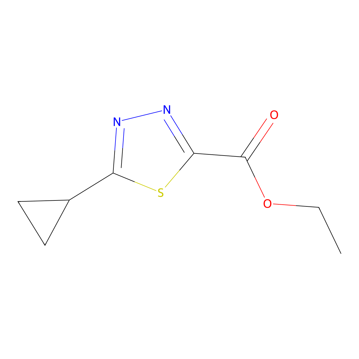 Ethyl 5-cyclopropyl-1,3,4-thiadiazole-2-carboxylate molecular structure, CAS 1330755-46-8