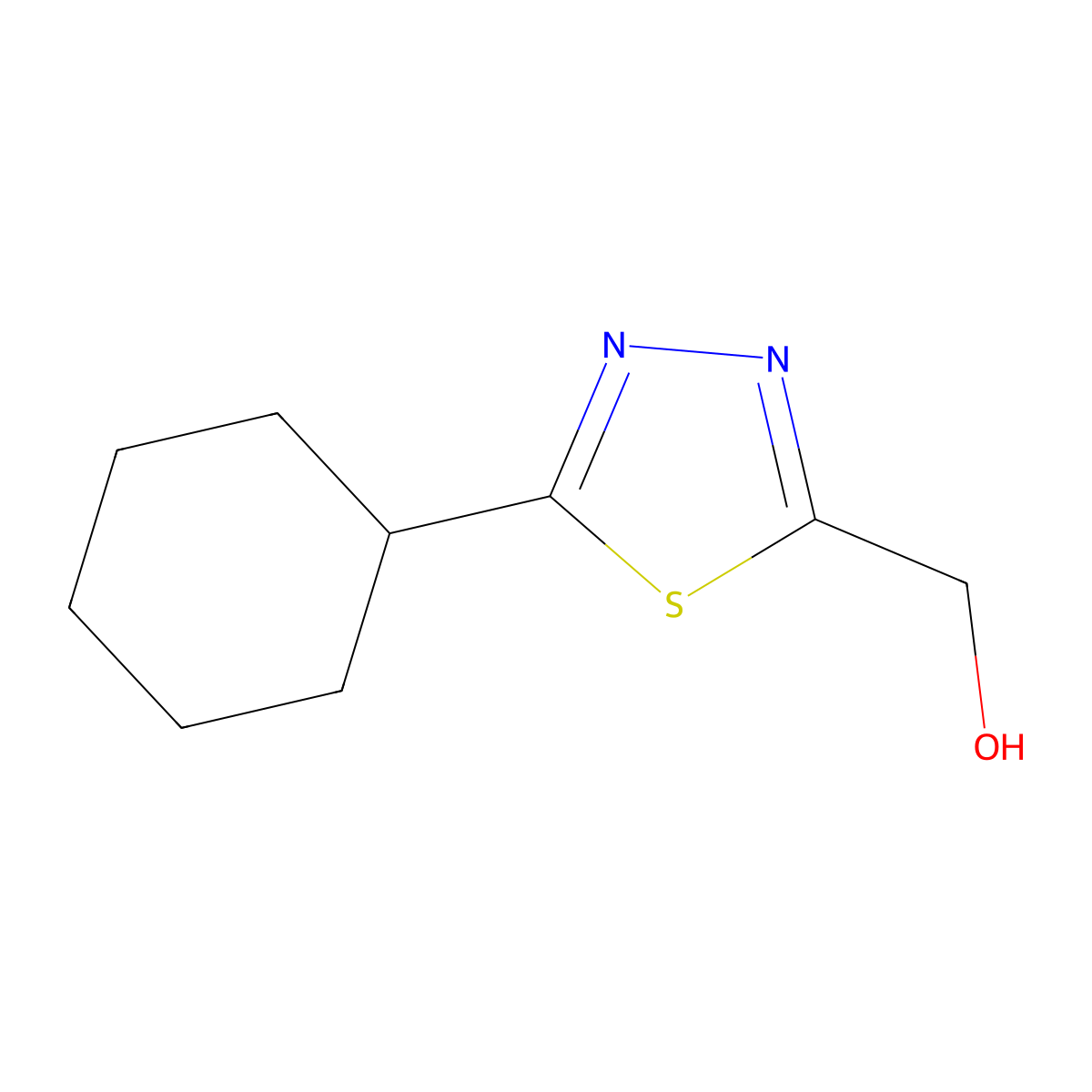 (5-Cyclohexyl-1,3,4-thiadiazol-2-yl)methanol molecular structure, CAS 1330755-76-4