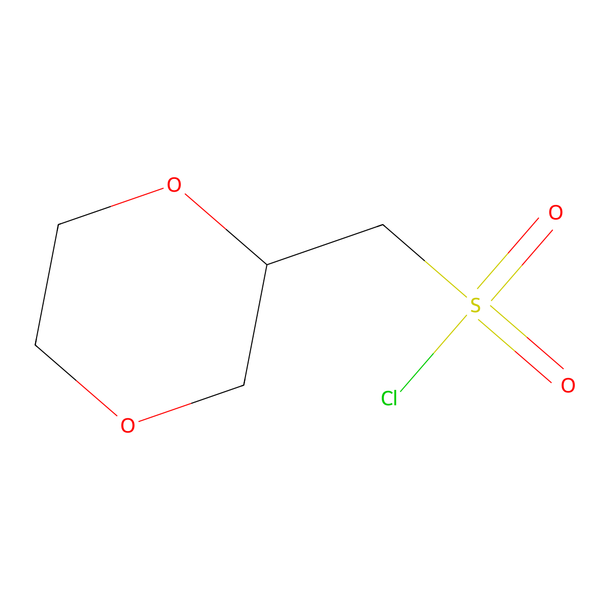 1,4-Dioxan-2-ylmethanesulfonyl chloride molecular structure, CAS 1330756-16-5