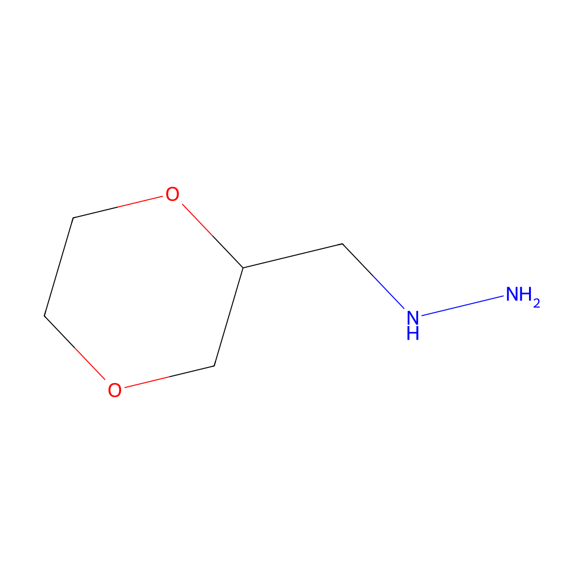 (1,4-Dioxan-2-ylmethyl)hydrazine molecular structure, CAS 1330756-20-1