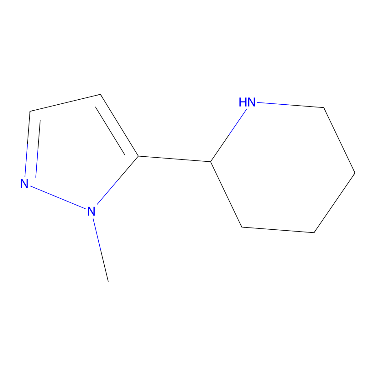 2-(1-methyl-1H-pyrazol-5-yl)piperidine molecular structure, CAS 1330756-31-4