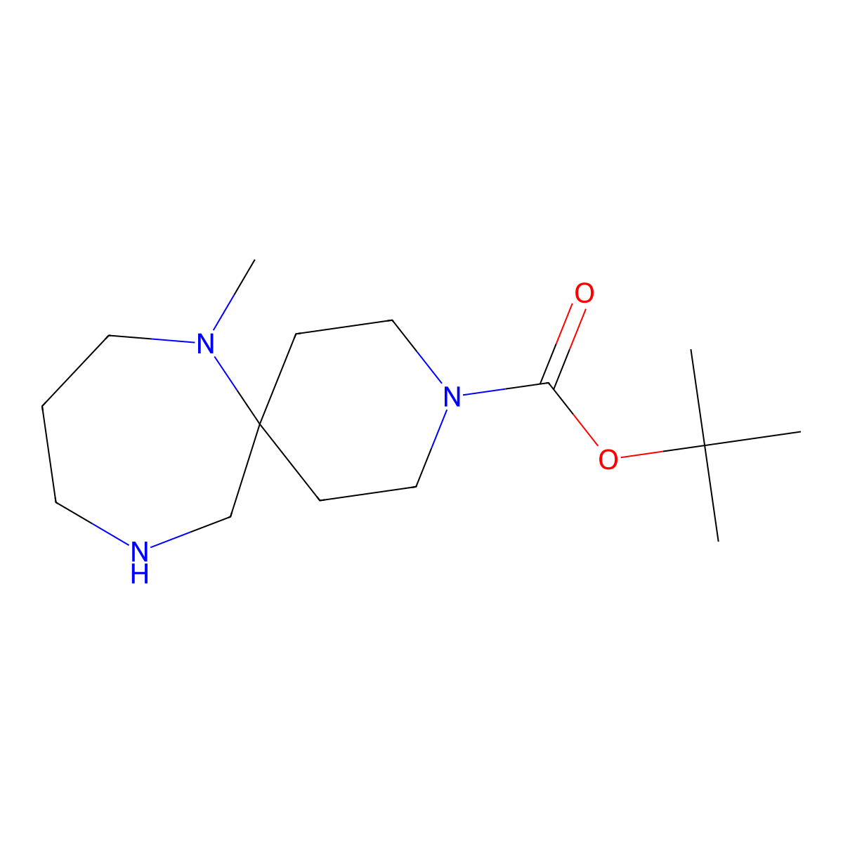 Tert-butyl 7-methyl-3,7,11-triazaspiro[5.6]dodecane-3-carboxylate molecular structure, CAS 1330756-35-8