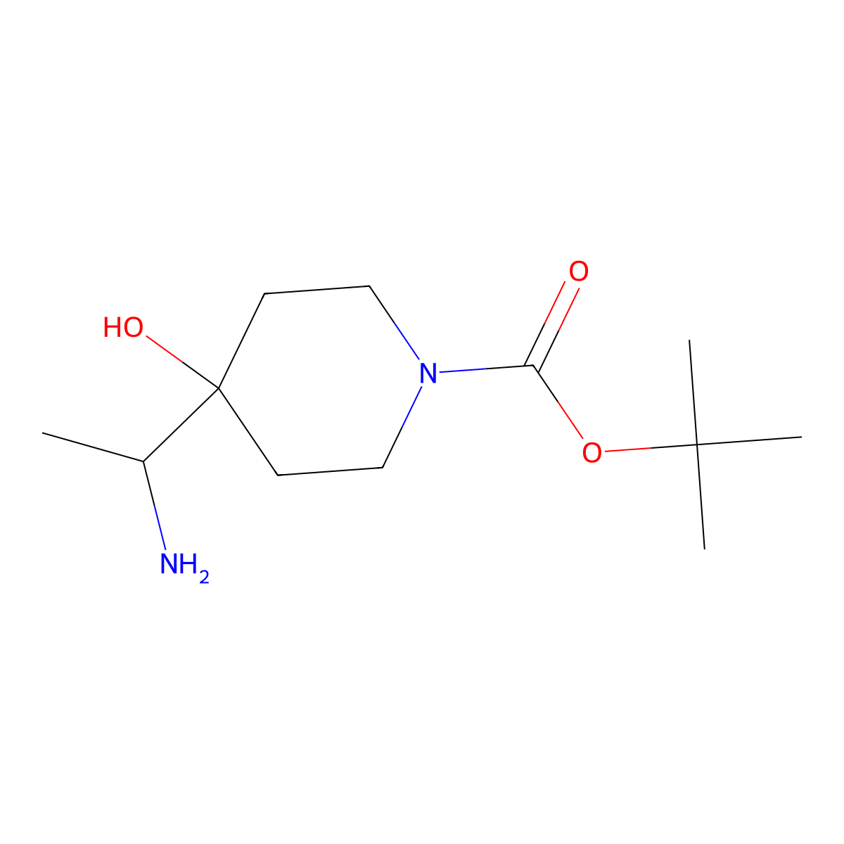 tert-Butyl 4-(1-aminoethyl)-4-hydroxypiperidine-1-carboxylate molecular structure, CAS 1330763-09-1