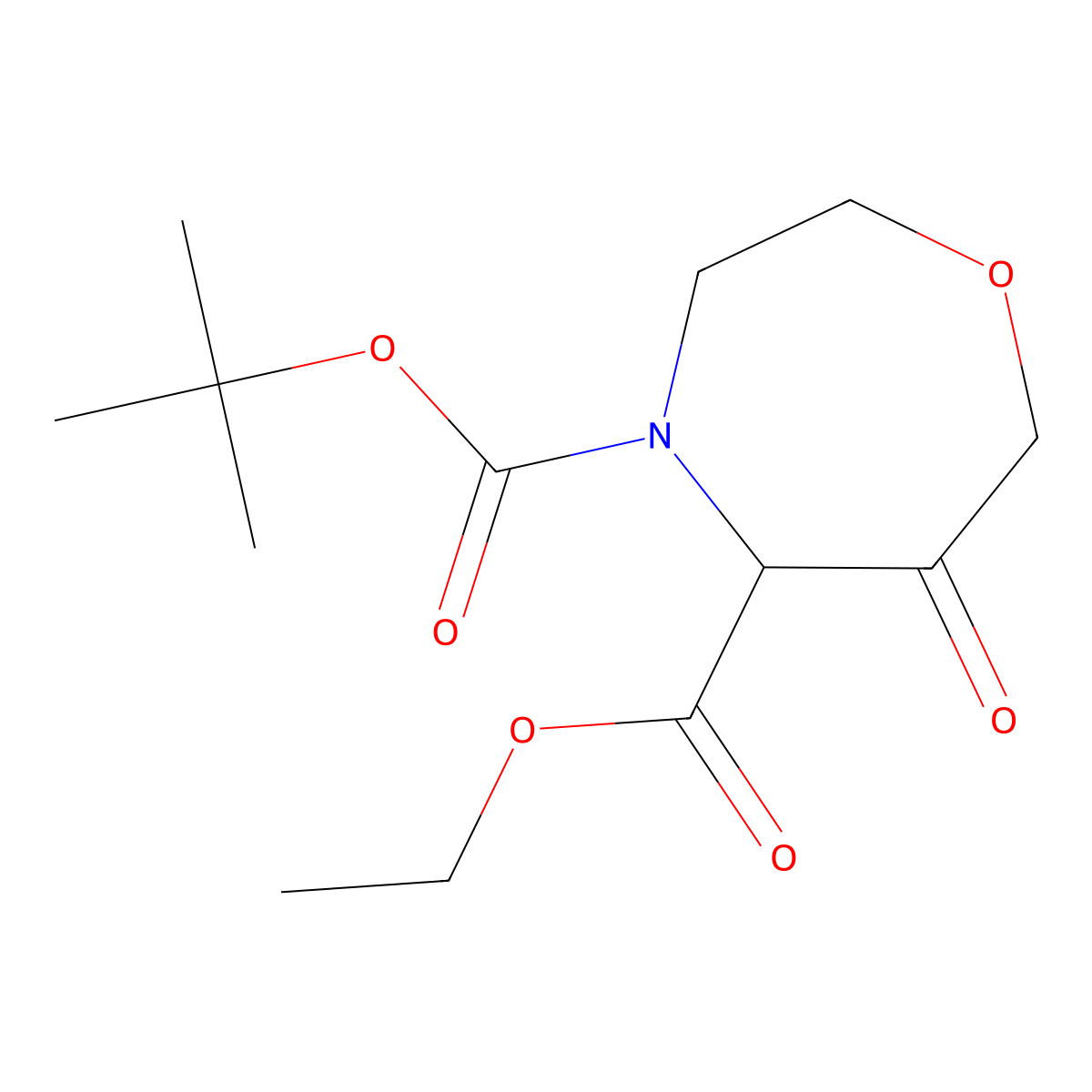 4-tert-Butyl 5-ethyl 6-oxo-1,4-oxazepane-4,5-dicarboxylate molecular structure, CAS 1330763-23-9