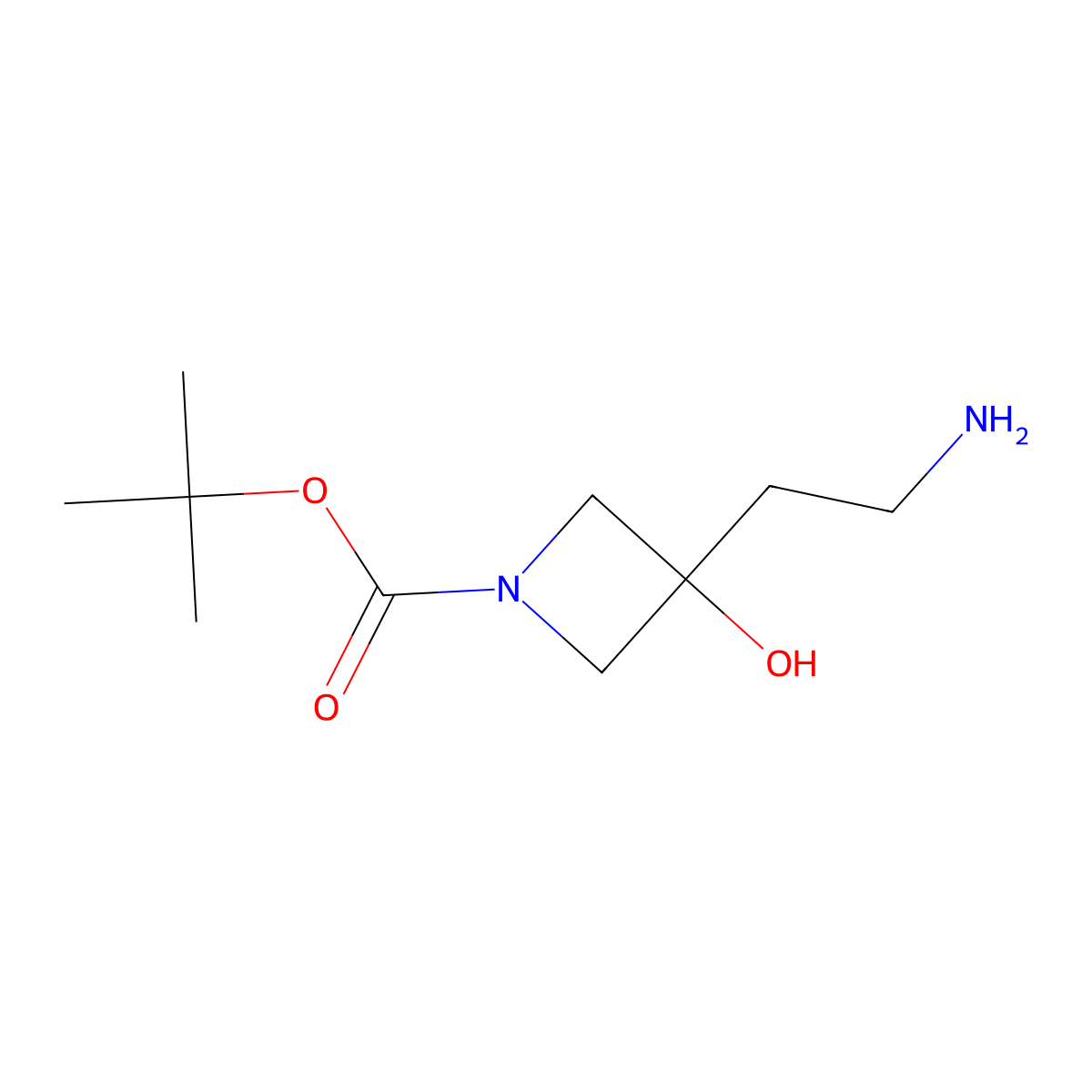 Tert-butyl 3-(2-aminoethyl)-3-hydroxyazetidine-1-carboxylate molecular structure, CAS 1330763-29-5