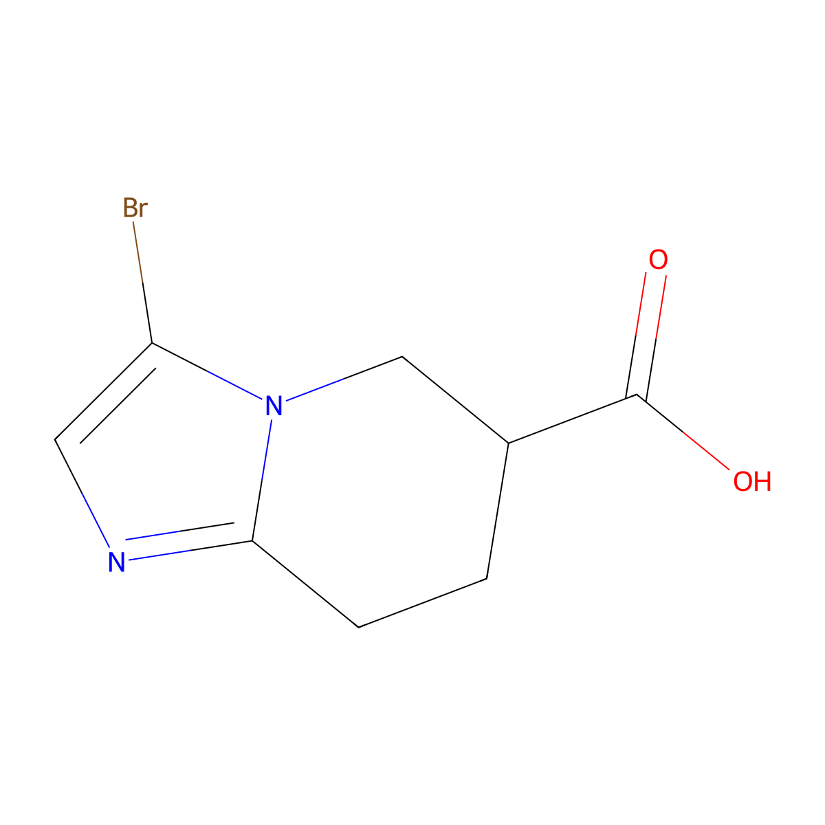 3-bromo-5H,6H,7H,8H-imidazo[1,2-a]pyridine-6-carboxylic acid molecular structure, CAS 1330763-52-4