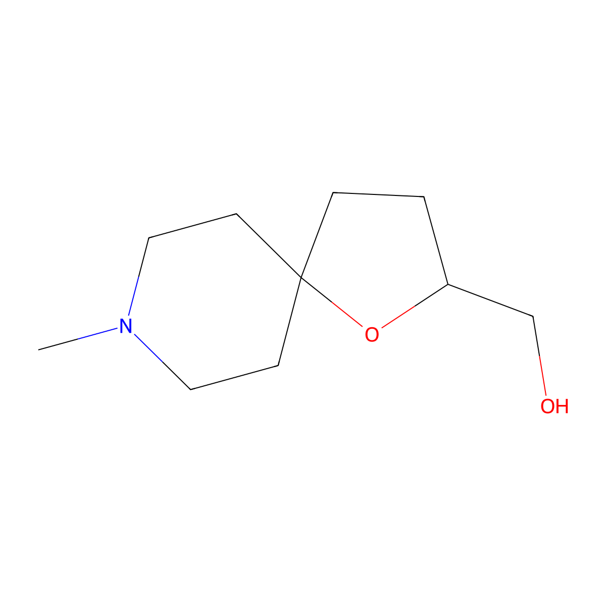 (8-Methyl-1-oxa-8-azaspiro[4.5]decan-2-yl)methanol molecular structure, CAS 1330763-53-5