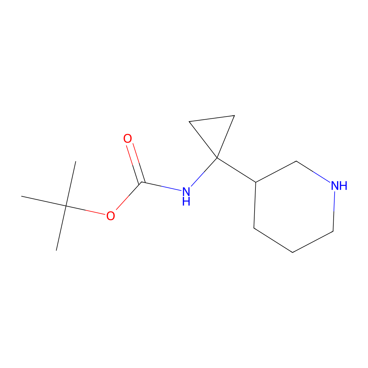 tert-Butyl (1-(piperidin-3-yl)cyclopropyl)carbamate molecular structure, CAS 1330763-80-8