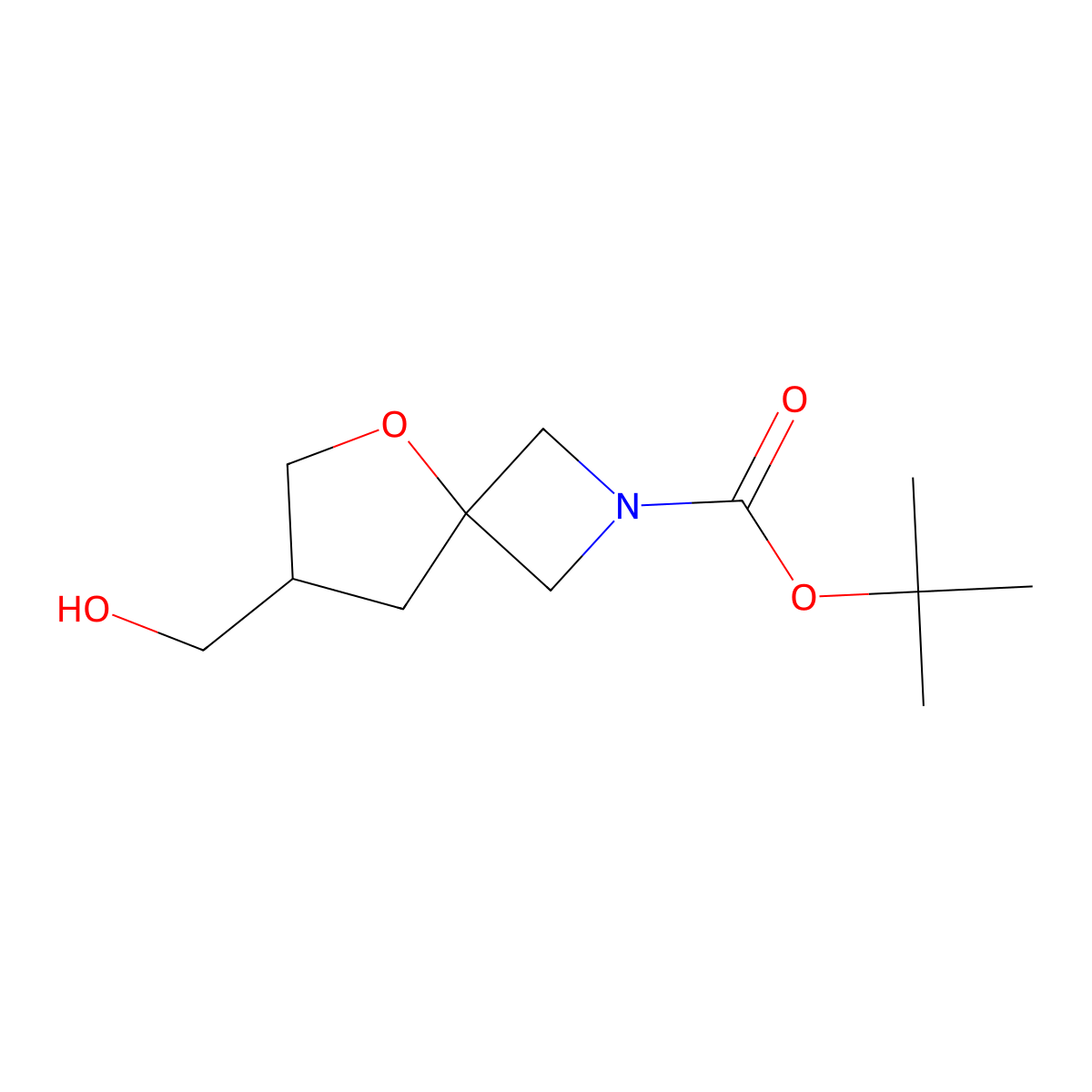 Tert-butyl 7-(hydroxymethyl)-5-oxa-2-azaspiro(3.4)octane-2-carboxylate molecular structure, CAS 1330764-06-1