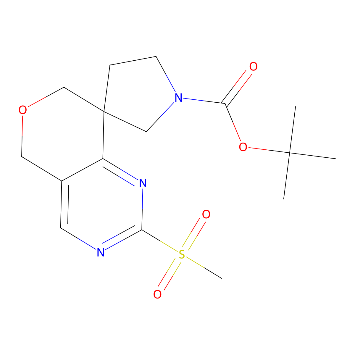 Tert-Butyl 2-(Methylsulfonyl)-5,7-Dihydrospiro[Pyrano[4,3-D]Pyrimidine-8,3-Pyrrolidine]-1-Carboxylate molecular structure, CAS 1330764-07-2