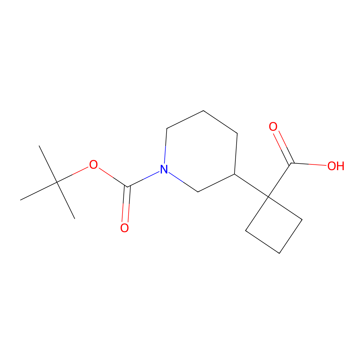 1-{1-[(Tert-butoxy)carbonyl]piperidin-3-yl}cyclobutane-1-carboxylic acid molecular structure, CAS 1330764-14-1