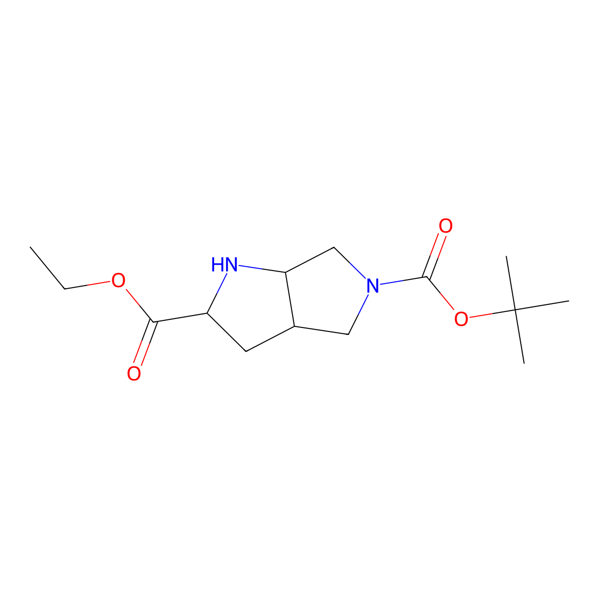 Racemic-(2S,3aS,6aS)-5-tert-butyl 2-ethyl hexahydropyrrolo[3,4-b]pyrrole-2,5(1H)-dicarboxylate molecular structure, CAS 1330764-83-4
