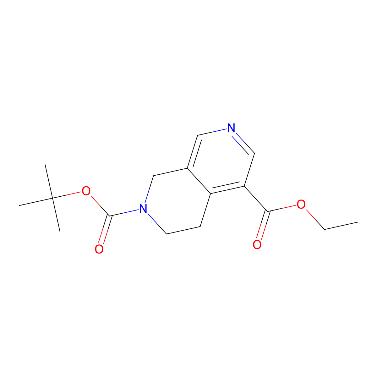 2-t-Butyl 5-ethyl 3,4-dihydro-2,7-naphthyridine-2,5(1H)-dicarboxylate molecular structure, CAS 1330764-93-6