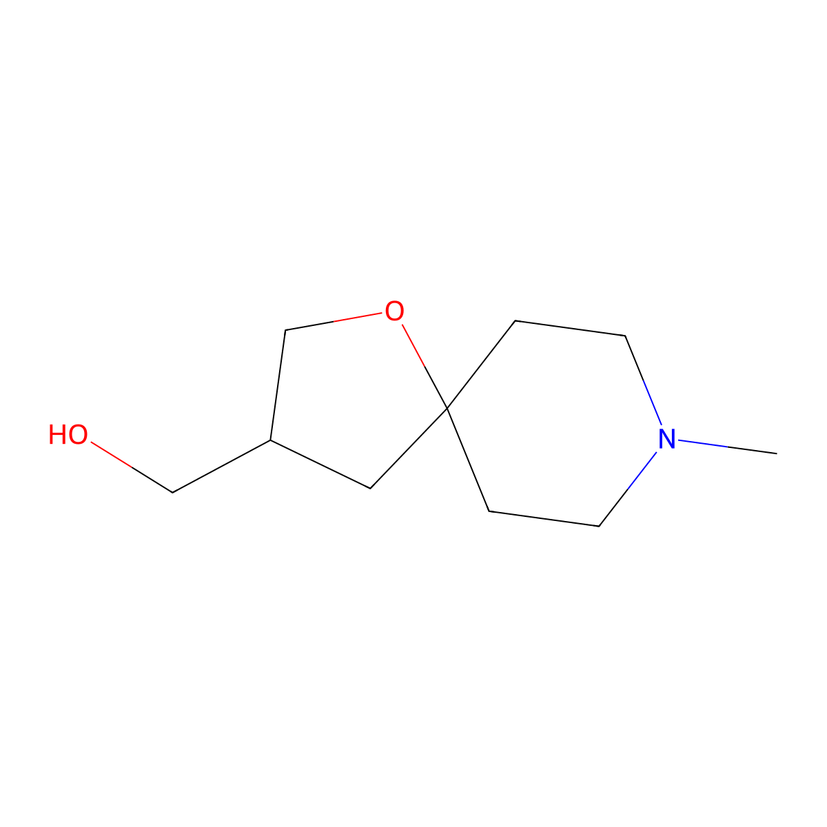 (8-Methyl-1-oxa-8-azaspiro[4.5]decan-3-yl)methanol molecular structure, CAS 1330765-11-1