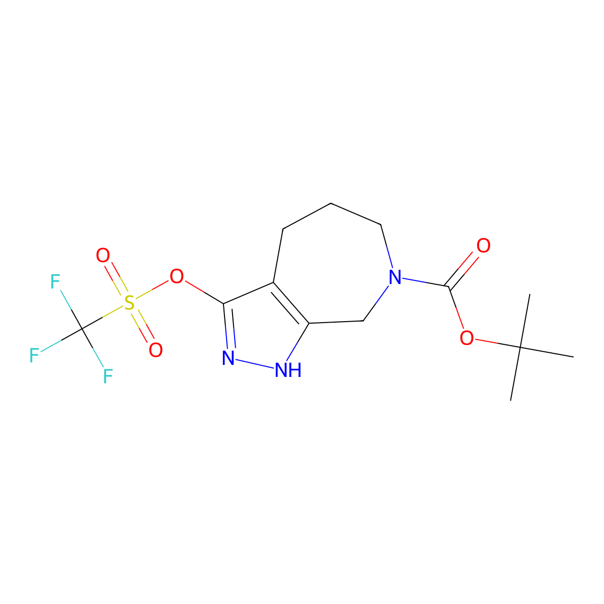 Tert-Butyl 3-(Trifluoromethylsulfonyloxy)-4,5,6,8-Tetrahydropyrazolo[3,4-C]Azepine-7(1H)-Carboxylate molecular structure, CAS 1330765-12-2