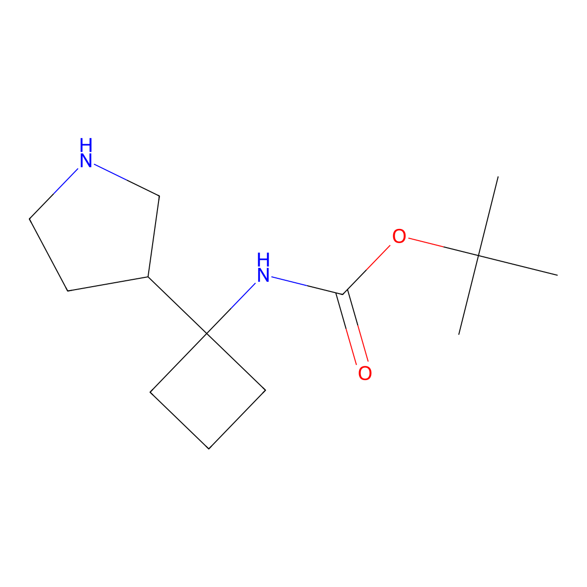 tert-Butyl (1-(pyrrolidin-3-yl)cyclobutyl)carbamate molecular structure, CAS 1330765-24-6