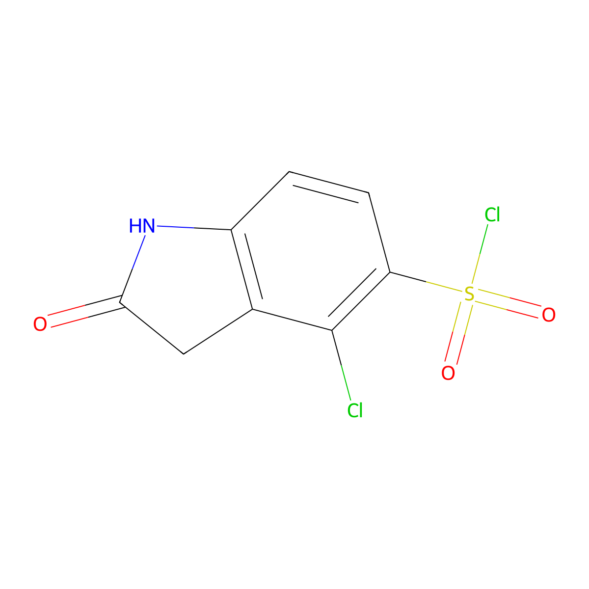 4-Chloro-2-oxo-2,3-dihydro-1H-indole-5-sulfonyl chloride molecular structure, CAS 1330765-26-8